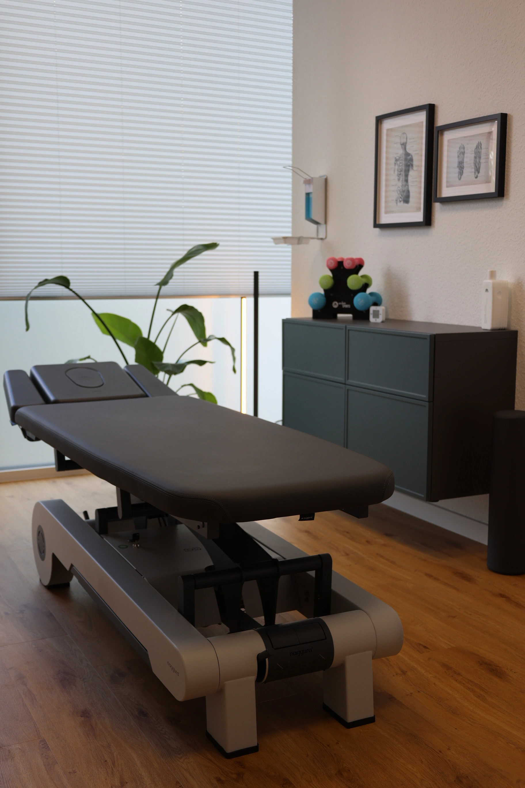 Behandlungsraum mit höhenverstellbarer Therapieliege